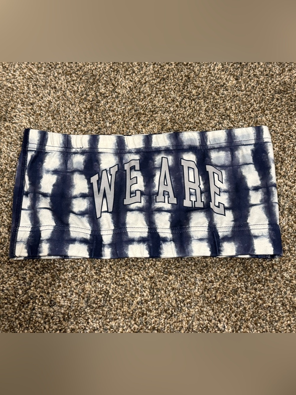 Penn State: PSU: Tie-Dye Bandeau Tube Top with "WE ARE" Print - Navy & White (S)